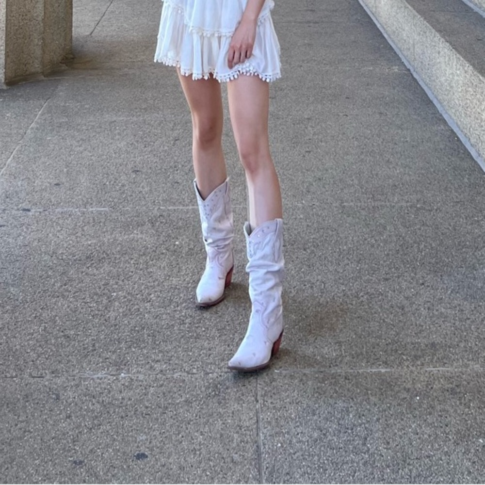 Pink genuine leather cowboy boots with matching belt